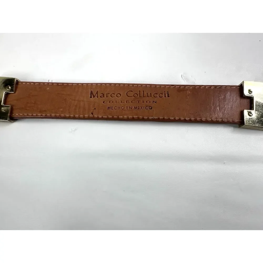 Marco Colluccii Brown Leather Greek Glam Western Cowgirl Gold Hardware Size 32